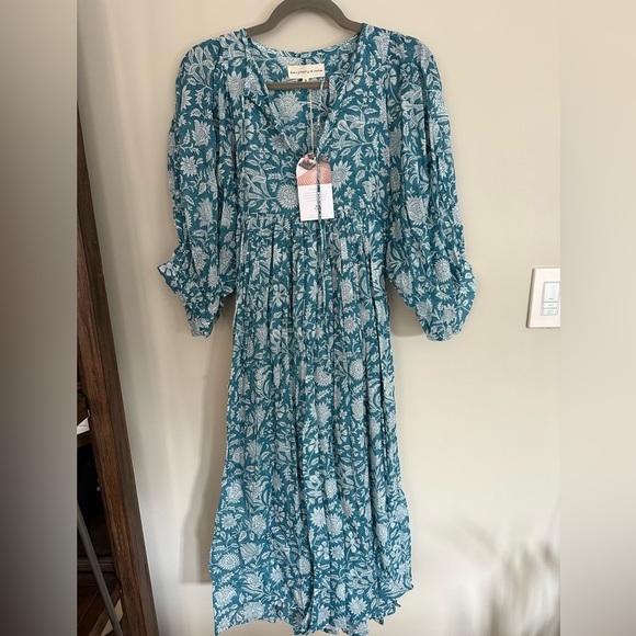 Daughters of India Kyra Midi Dress. Ocean Blue. S. NWT. - Picture 11 of 12